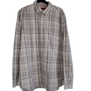 Alfani Slim Fit Gray Plaid Button Up Dress Shirt